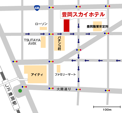 豊岡スカイホテル周辺詳細マップ